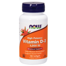 NOW D3 Vitamin D-3 1,000 IU 180 Sgels