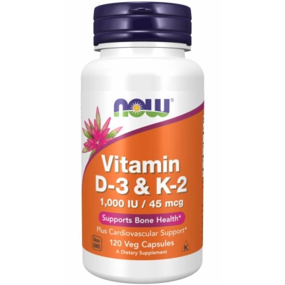 Now Vitamin D-3 & K-2 120 Veg Capsules